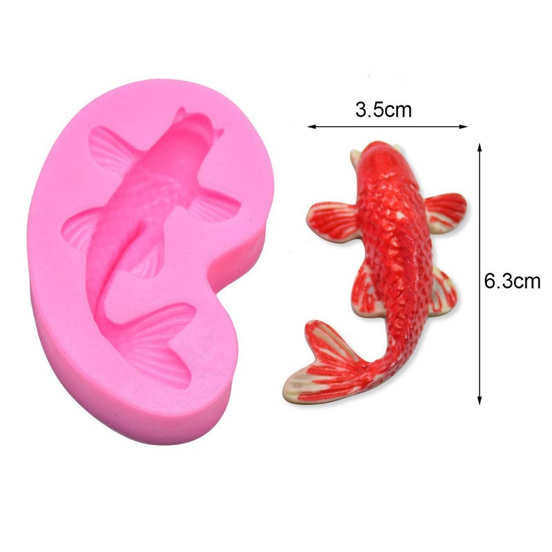 HiParty 2Pcs/Set Koi Fish & Goldfish Fondant Mold, Carp Silicone Molds for Chocolate Candy Cake Cupcake Decoration Gum Paste Polymer Clay Soap Resin Crayon Melts - Image 2